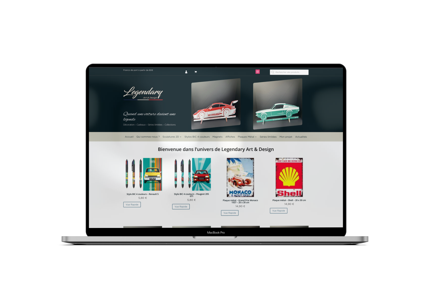 création boutique en ligne Legendary by db